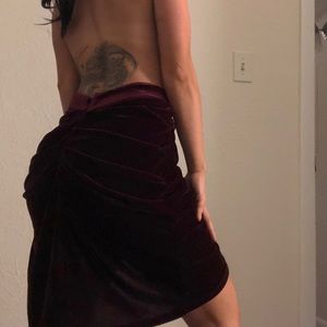Velvet backless Burgundy red evening gown dress M